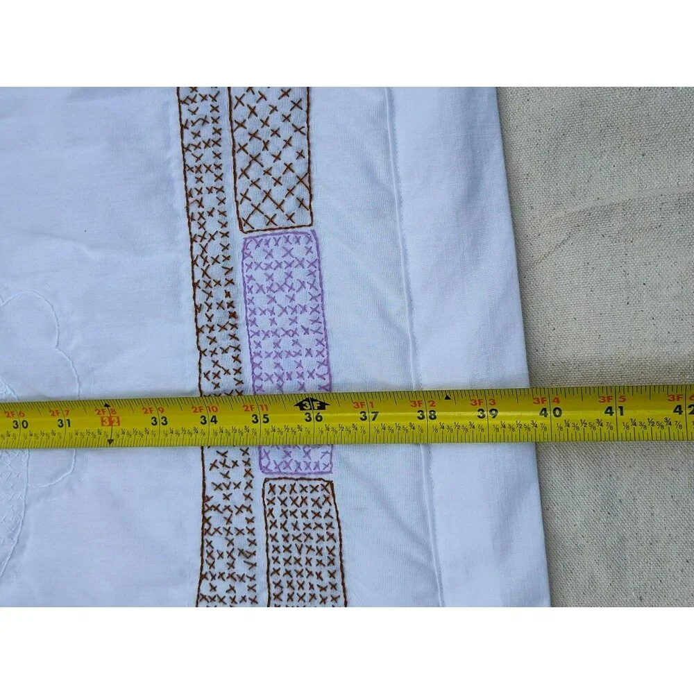 Handmade Baby Quilt, Embroidered Owl Flower Tree Nighty Night, White, 40